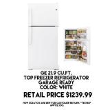 GE 21.9cu.ft Top Freezer Refrigerator