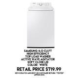 Samsung 4.0cu.ft High Efficiency Top Load Washer