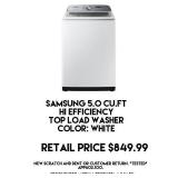 Samsung 5.0cu.ft Hi Efficiency Top Load Washer