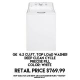 GE 4.2cu.t Top Load Washer