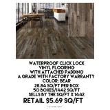 Waterproof Click Lock Vinyl Flooring w/Pad x 1442