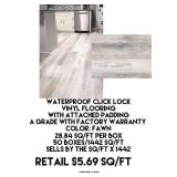 Waterproof Click Lock Vinyl Flooring w/Pad x 1442