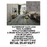 Waterproof Click Lock Vinyl Flooring w/Pad x 1442