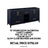 72" Double Bowl Bathroom Vanity Cabinet