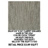 Shaw 24" x 24" Carpet Squares x 720 sq ft