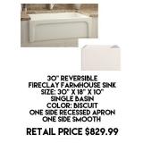 30" Reversible Fireclay Farmhouse Sink