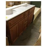 60" Dbl Vanity w/ Marble Top & Backsplash
