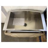 32" x 18" Round Top Single Bowl Top Mount Sink