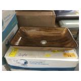 Vigo Rectangular Copper Glass Vessel Bathroom Sink