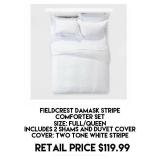 Fieldcrest Damask Stripe Full/Queen Comforter Set