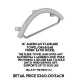 16" American Standard Towel/Grab Bar x 2