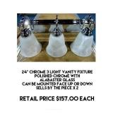 24" Chrome 3 Light Vanity Fixture x 2