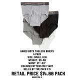 4 pack Hanes Boys Tagless Briefs x 5 packs