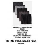5 pack Hanes Boys Tagless Boxers x 5 packs