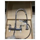 Brushed Nickel 2 Handle Kitchen Faucet w/Pull Down