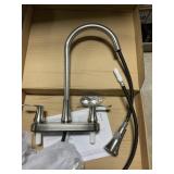 Brushed Nickel 2 Handle Kitchen Faucet w/Pull Down