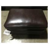 Dark Brown Leather Like Ottoman