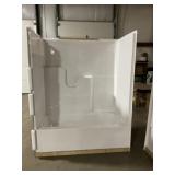 60" LH White One Piece Tub & Shower Combo