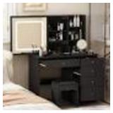 5 Drawer Black Wood Particle Board Vanity Set