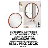 34" Mahogany Vanity Mirror