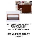 42" Coffee Table w/Shelf