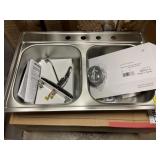33" Drop-In S.S. Double Bowl Sink w/Faucet