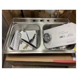 33" Drop-In S.S. Double Bowl Sink w/Faucet