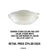 Quorom Studio Ceiling Fan Light x 2