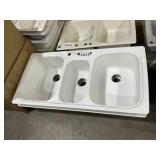 44' x 22' Triple Bowl Composite Sinks in White x 2