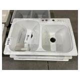 33' x 22' Composite Offset Double Bowl Sink x 3