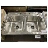 33' x 22' Drop-In Double Bowl Stainless Sink