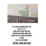 54' Glass Vanity Top for Vessel Bowls