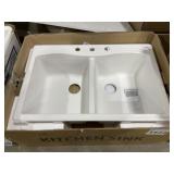 33' x 22' Composite Double Bowl Sink in White