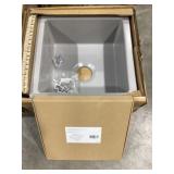 18' Square Fireclay Sink in Light Gray