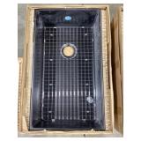 33' x 19' Single Bowl Fireclay Sink in Black