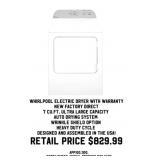 Whirlpool Electric Dryer With Warranty