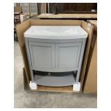 30' x 19' Single Bath Vanity in Gray with Sink Top
