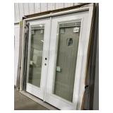 72' x 80' FV French Door in White w/ Mini Blinds