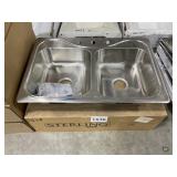33' x 22' Double Bowl Stainless Steel Sink