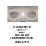 60' Bathroom Vanity Top