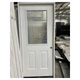 36' x 80' LH 1/2 View FG Door W/ Deco Leaded Glass