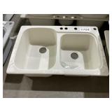 33' x 22' Drop-In Offset Dbl Kitchen Sink in Beige