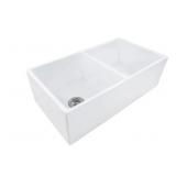 33' x 18' Double Bowl Fireclay Sink in White