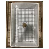 30' x 19' Single Bowl Fireclay Sink in White