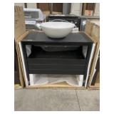 35'W Bath Vanity in Black with Single Vessel Sink