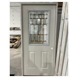 36' x 80' LH 1/2 View FG Door W/ Deco Leaded Glass