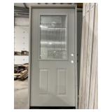 36' x 80' LH Steel 1/2 View Door W/Leaded Glass