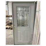 36' x 80' RH 1/2 View Steel Door W/ Leaded Glass