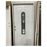35' x 79' Steel Exterior Door w Deco Glass-White