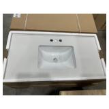37'W White Engineering Stone Vanity Top w/ Sink